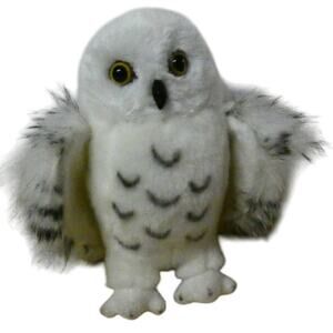 Douglas Snow Owl 8" Plush Soft Flowy Fur White and Black Spotted Zoo Animal